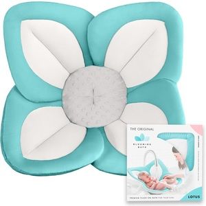 Blooming Bath Lotus Baby Bath Cushion - Aqua and White